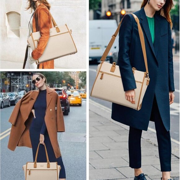 Women's 15.6 inch Jute Computer Tote Bag - Large Capacity Handbag with Clutch Pu - Picture 7 of 8